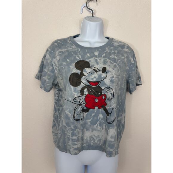 Disney Mickey Mouse Tie-Dye Crop Top Gray Red Women’s Medium - Picture 1 of 3